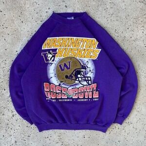 Vintage University of Washington Huskies 2001 Rose Bowl Tultex Football Crewneck